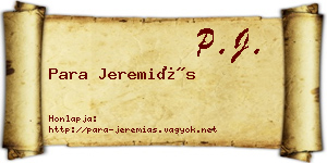 Para Jeremiás névjegykártya